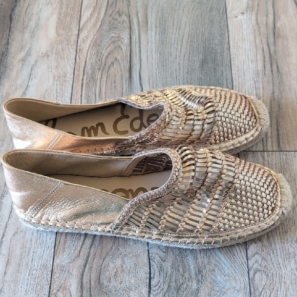 SAM EDELMAN Espadrille Flats Metallic Gold Size 10 - Picture 4 of 8